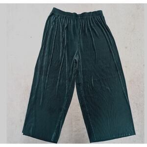 \ Women's Emerald Green Pleated Wide Leg Cropped Culotte Pants Size L